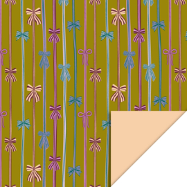 Cadeaupapier bow parade olive / peach