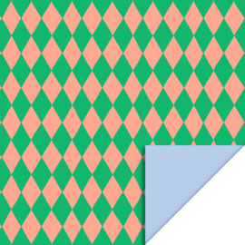 Cadeaupapier harlequin green/salmon