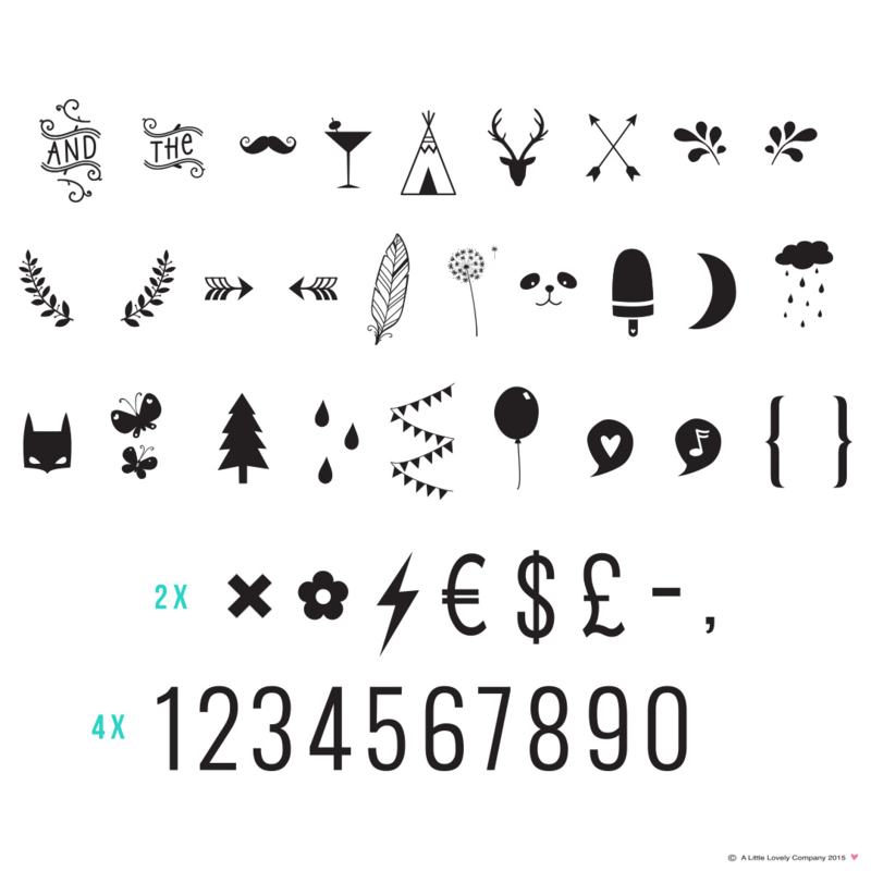 Letterset cijfers en symbolen