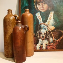 Vintage aardewerk flessen set van 3