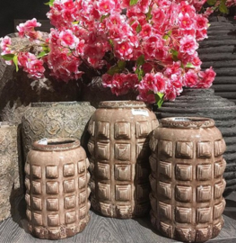 Pot - Livy old pink ceramic Bubble pot high L - PTMD