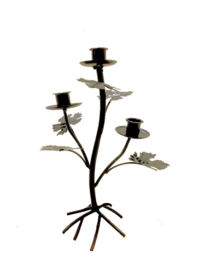 Kandelaar tak met blad zwart voor 3 kaarsen
