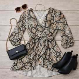 FRSU2685 jurk camel slangen print (6pcs)