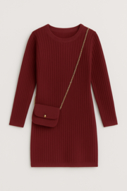 FRKU3035 brei jurk BORDEAUX ( 6pcs)