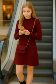 FRKU3035 brei jurk BORDEAUX ( 6pcs)