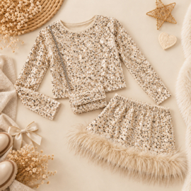 FRKU71104 glitterset  BEIGE ( 6pcs)