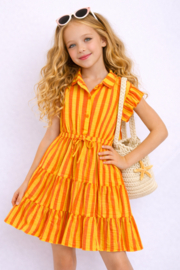 FRKU9881 jurk PEACH /ORANGE ( 6pcs)