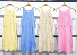 FRKU6022 brei jurk  BLAUW ( 6pcs)