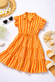 FRKU9881 jurk PEACH /ORANGE ( 6pcs)