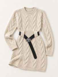 FRKU7008 brei jurk  BEIGE ( 6pcs)