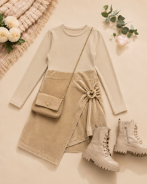 FRKU70994 jurk  BEIGE  ( 6pcs)