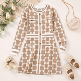 FRHS3008 jurk BEIGE/WIT ( 6pcs)