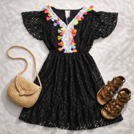 ZM5286 IBIZA jurk  ZWART  (7pcs).