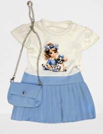 FRKU387A  jurk  BLAUW( 6pcs)