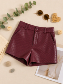 FRHS1087 lederlook short BORDEAUX (6pcs)