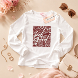 ZM5203 top white bordeaux/silver print(7pcs)