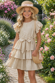 FRKU70567  jurk BEIGE ( 6pcs)