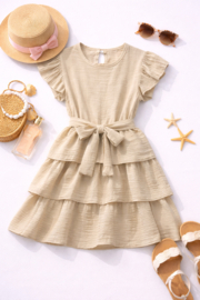 FRKU70567  jurk BEIGE ( 6pcs)