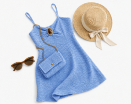 FRKU70762 jurk   AQUA ( 6pcs)