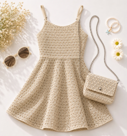 FRKU70741 jurk  BEIGE  ( 6pcs)