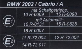 Sticker "ECE 2002 / Cabrio / A" (Nieuw)