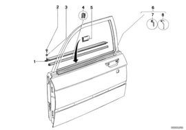 Door weather strip front or rear up to 6-78 (New)