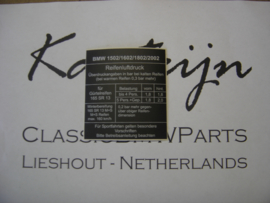 Sticker "Reifenluftdruck" vanaf 1973 (Nieuw)