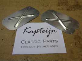 Platen boven koplampen, aluminium, links + rechts (Set, Repro, Nieuw)