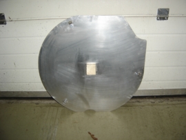 Sparewheel cover aluminium with brackets and wooden block (New)