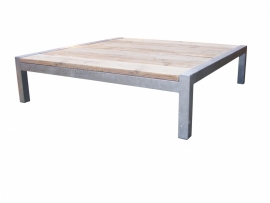 Tafel Stabilo Relax, loungetafel van verzinkt staal en steigerhout