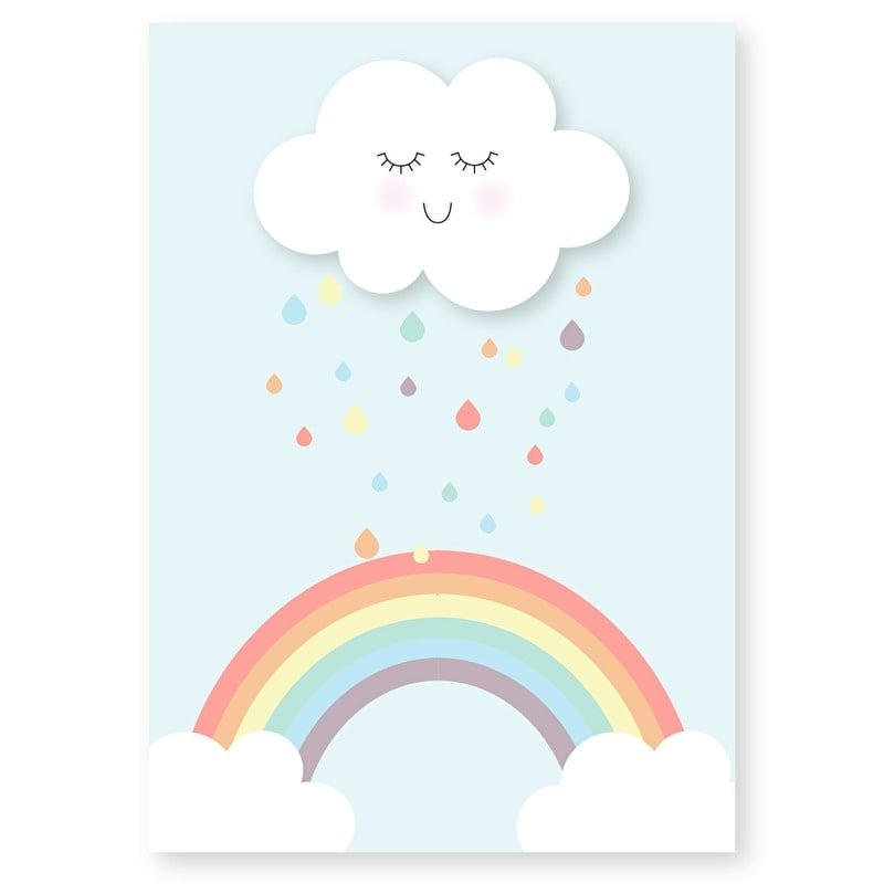 kaart wolkje regenboog | kaarten kleur | Poppaa