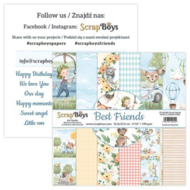 ScrapBoys Best Friends paperpad 24 vl+cut out elements-DZ BEFR-09 190gr 15,2x15,2cm