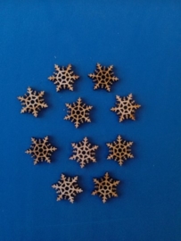 Sneeuwvlokken 10 stuks van 2,2 cm (3mm dik) hout