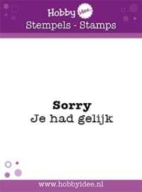 Stempel Sorry je had gelijk