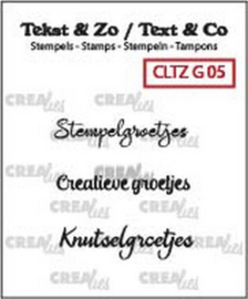 Crealies Clearstamp Tekst&Zo Groetjes 5 (NL) CLTZG05 3x max 31mm
