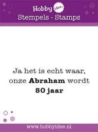 Stempel Ja het is echt waar onze abraham wordt 50 jaar