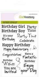 CraftEmotions clearstamps A6 - tekst EN Birthday