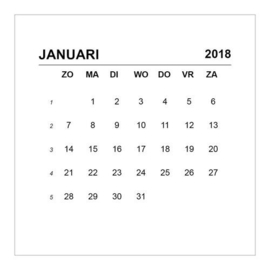 Mini Kalender Nederlands 2018 50x50 - per stuk