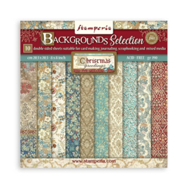 Stamperia Christmas Greetings Backgrounds Selection 8x8 Inch Paper Pack (SBBS87)