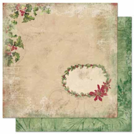 Bo Bunny - Father Christmas Collection - 12 x 12 Double Sided Paper - Christmas Poinsettia