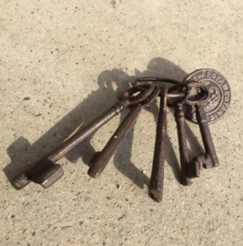 Sleutelbos: 5 sleutels aan ring met label