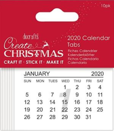 Mini Kalender Nederlands 2020 73x46 mm - 10 stuks