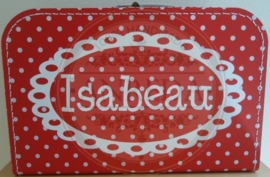 35 cm rood met witte stippen Koffertje ~ Isabeau