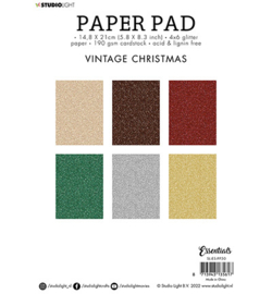 Studio Light  - Paper Pad Essentials A5 -SL-ES-PP50 - Glitter paper Vintage Christmas Essentials nr.50