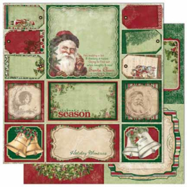 Bo Bunny - Father Christmas Collection - 12 x 12 Double Sided Paper - Christmas Cut Outs