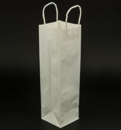 Papieren draagtas met gedraaide handgrepen Wit - Voor fles