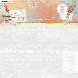 Studio Light Vellum - JMA-WYS-VES01 - Vellum Sheets - Letter, newspaper & dried flowers Write Your Story nr.01