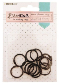 Studio Light - Binding rings Black Planner Essentials 12st nr.1 RINGSSL01 23mm