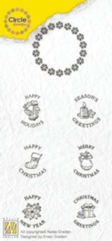 Nellies Choice Clearstempel-Circle Stamp Kerstmis-ENG tekst CCSK002