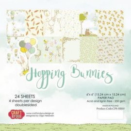 Craft&You Hopping Bunnies Small Paper Pad 6x6 36 vel CPB-HBU15